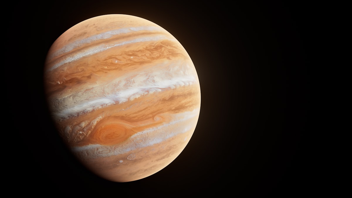Titan orbits Saturn, deep within the realm of the outer solar system's giant planets.